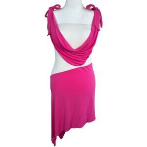 Yyigal Asymmetrical Dress Women's 4 Pink White Cowl Neck Stretch‎ Y2K 2000's